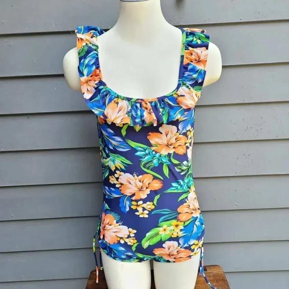 Kalawalk Girls Floral Pattern Swim One Piece size 14